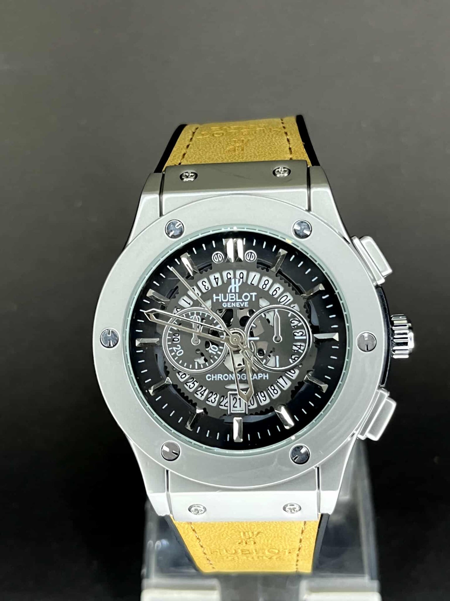 Hublot Geneve Big Bang Chronograph - Stainless Steel & Tan Leather Strap